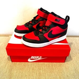 Nike Kids Black and Red High-Top Sneakers (Court Borough Mid 2)